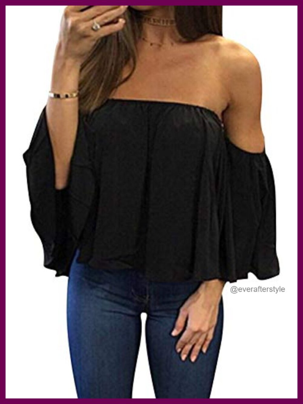 Chiffon Off Shoulder Blouse Ruffle Pleated Casual Top